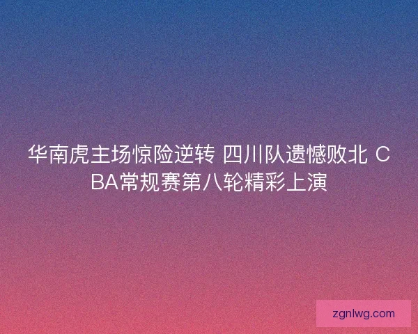 华南虎主场惊险逆转 四川队遗憾败北 CBA常规赛第八轮精彩上演